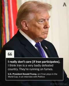 trump criticizes iran's stance and actions related to the world cup, sparking international debate and media coverage.