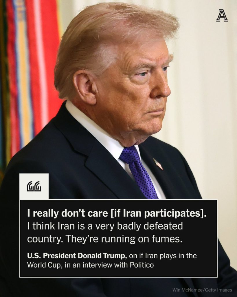trump criticizes iran's stance and actions related to the world cup, sparking international debate and media coverage.